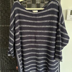 Coldwater Creek Navy and White Striped Sweater